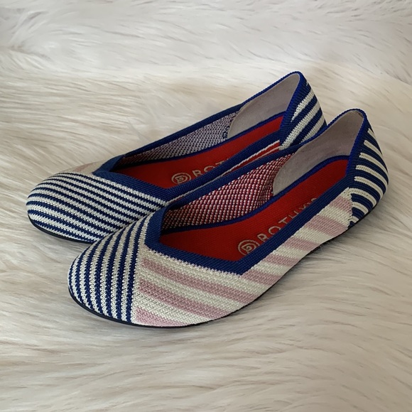 RARE Rothy's Retired Pink Mixed Stripe Flat | US 7 - Picture 5 of 12